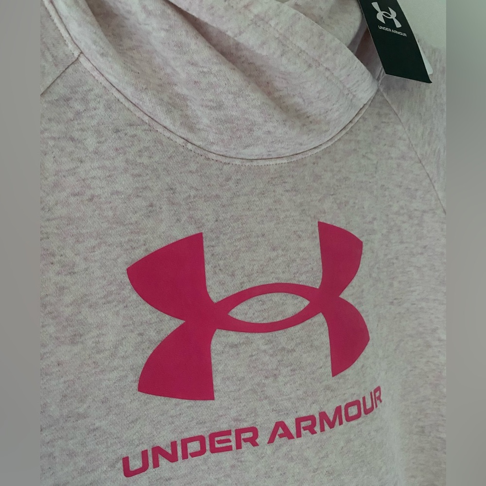 NWT! Under Armour Girls short sleeve fleece hoodie - soft pink - Picture 14 of 15